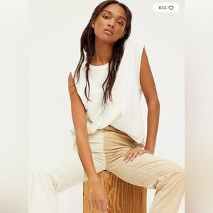 Free People We The Free Women's White Oversized Boho Sleeveless Muscle Top M